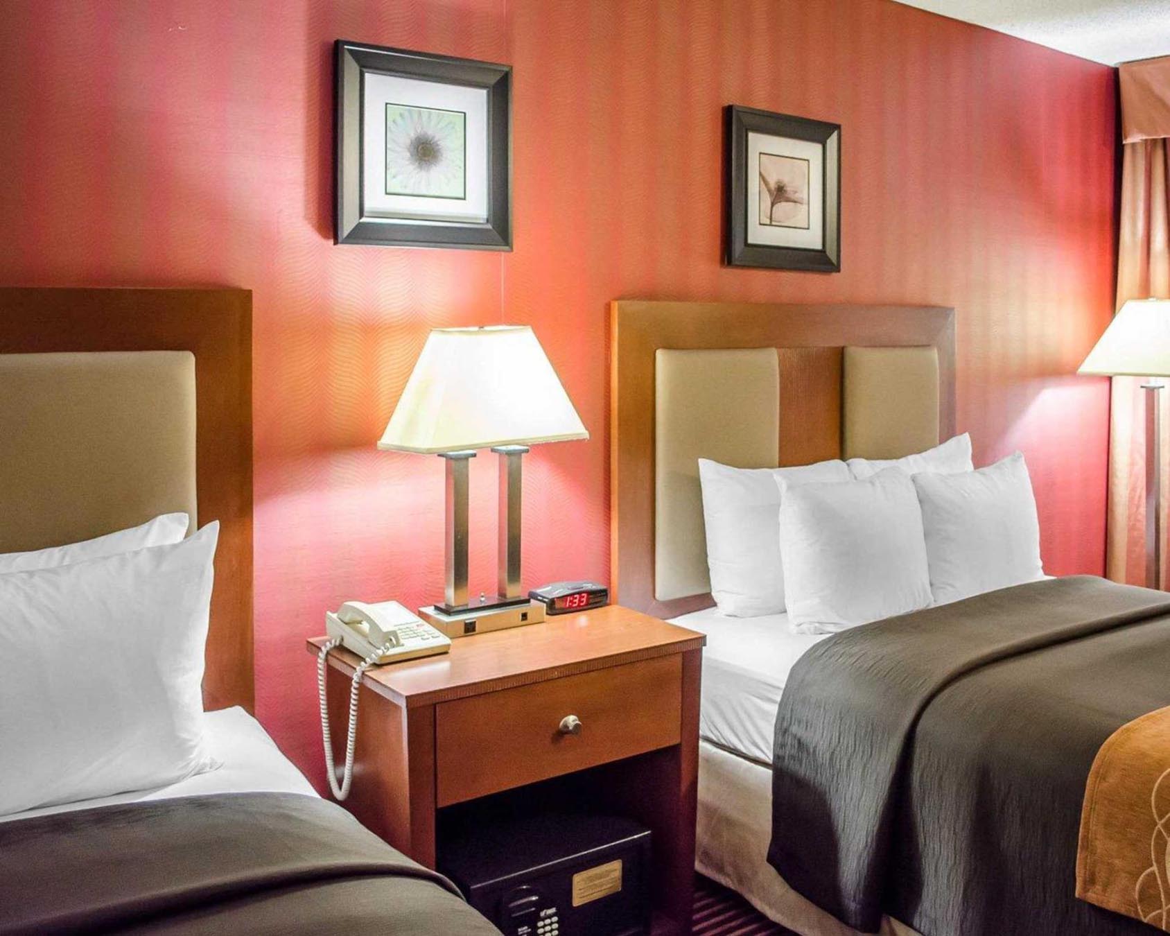 two beds in hotel room