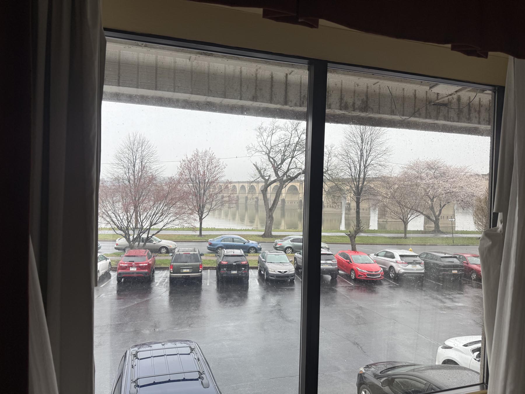 View of parking lot from Queen room